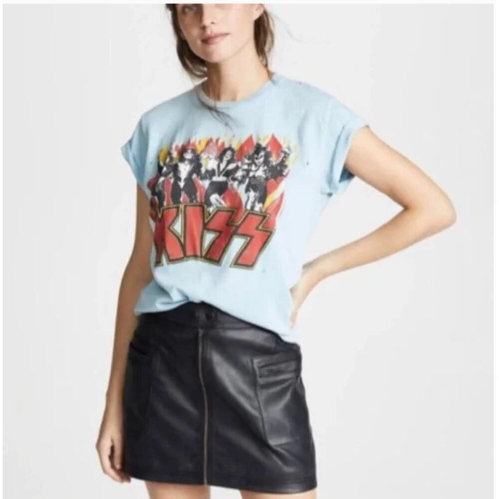 Free People High A-Line Faux Leather Miniskirt Sz 2